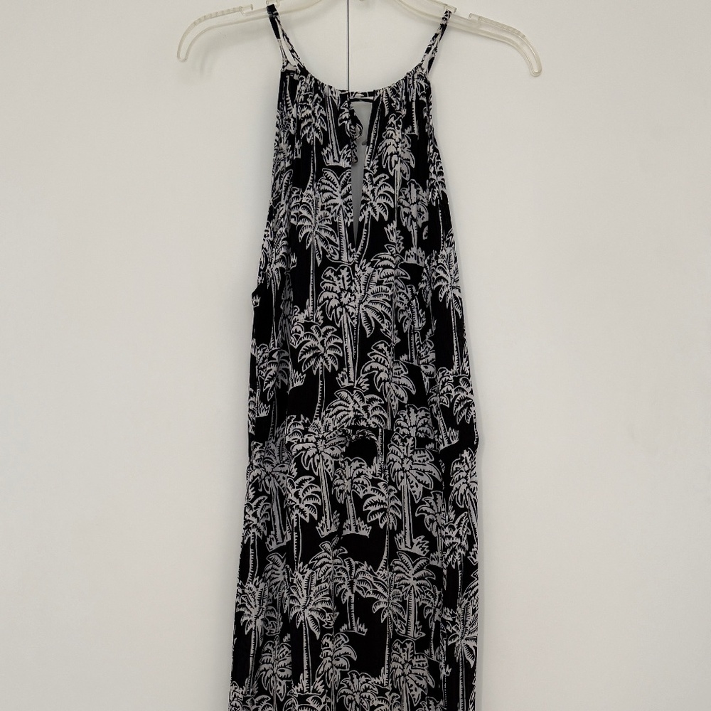 Keliki Black and White Palm Tree Maxi Dress - Size S